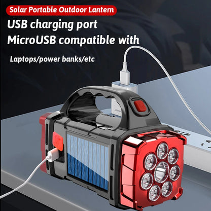 Dual Color + Dual Light Source Solar Rechargeable 16 LED Light USB Power Bank Function Multi Switches Portable Outdoor Lighting