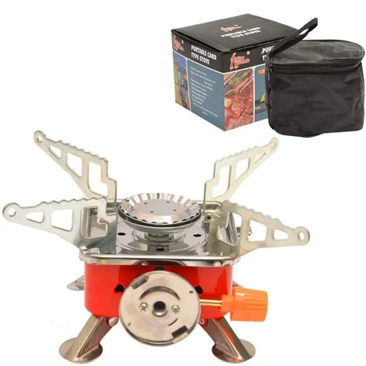 Mini Square Outdoor Portable Folding Gas Stove Ultra-Light Camping Cooking Utensil Travel Hiking Equipment Card Style