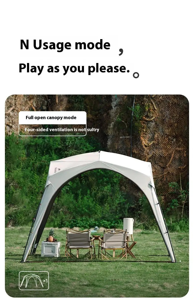 Naturehike Cloud World Awning 4 Persons Tarp Shelter Canopy 10㎡ Camping Large Shade Titanium Vinyl Black UPF50+ Waterproof Tent