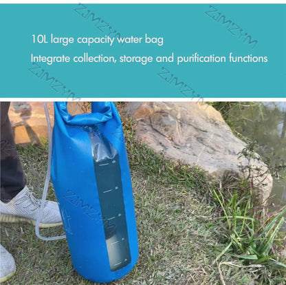 Gravity Water Purifier, Bag Emergency Disaster Relief Outdoor Portable Filter Water Purifier Field Camping Equipment Gravity