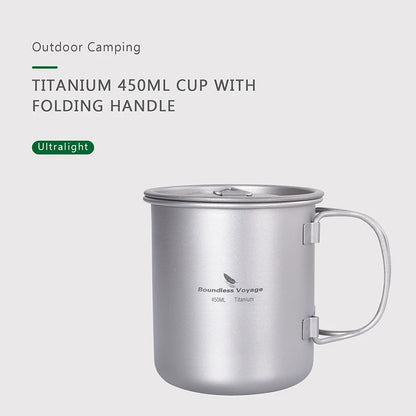 Boundless Voyage Camping Titanium Cup Mug Outdoor Tourist Picnic Cooking Hanging Pot Tableware Hiking Kitchen Equipment Cookware