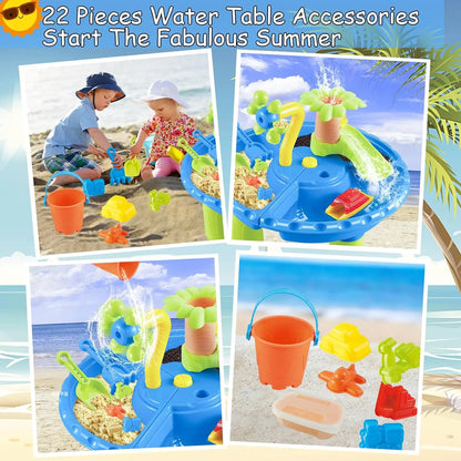 Water Table Sandbox for Kids Outdoor Sensory Play with Sand Toys and Splash Pool, Perfect for Toddlers Summer Activity