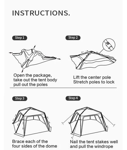 BISINNA 6-8 Persons One-touch Dome Tent Vinyl Coated Canopy Waterpoof Sunshade Shelter for Family Camping Travel Outdoors