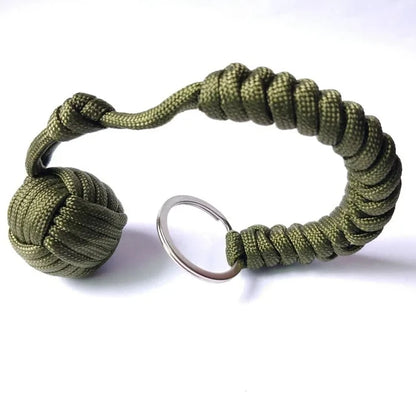 Outdoor Self-Defense Umbrella Rope,Monkey Fist Steel Ball, Paracord Survival Key Chain, Outdoor Safety Protection Accessories