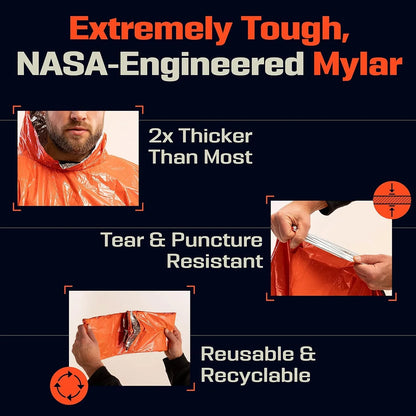 Emergency Rain Poncho Thermal Blanket Poncho Weather Proof Outdoor Survival Camping Gear Survival Gadgets Emergency Supplies