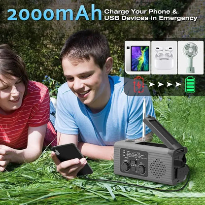 Portable Solar Radio Flashlight Hand Crank Weather Radio AM/FM/NOAA Radio Crank 3 Way Charging Survival For Camping