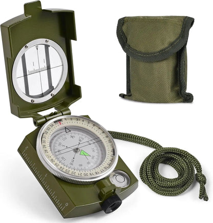 Mulitifunctional High Precision Outdoor Survival Military Compass Camping Waterproof Metal with Fluorescent Geological Compass
