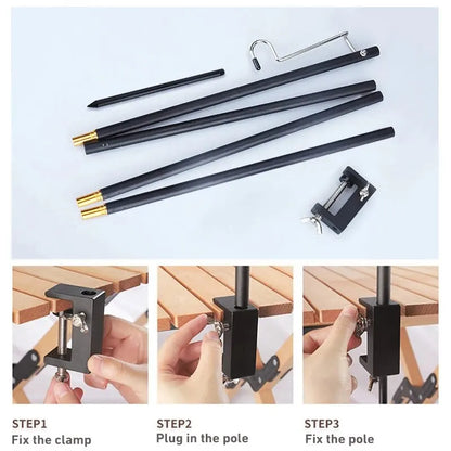 WESTTUNE 4-Section Camping Lantern Stand Aluminum Alloy Detachable Lamp Pole Portable Outdoor Light Holder Folding Lamp Hanger