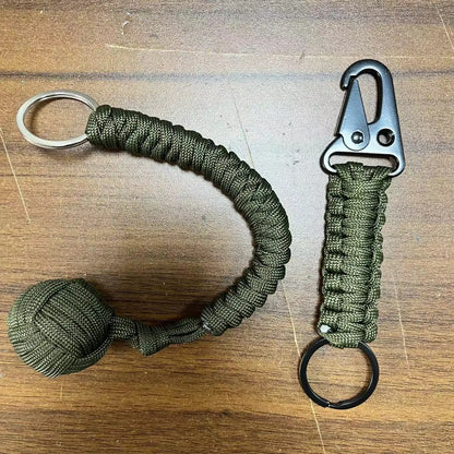 Outdoor Self-Defense Umbrella Rope,Monkey Fist Steel Ball, Paracord Survival Key Chain, Outdoor Safety Protection Accessories