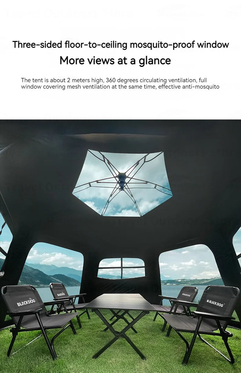 Naturehike Blackdog One-touch Tent Outdoor Automatic Tent Camping Dome Hexagonal Black Coated Quick Open Waterproof Shelter 150D