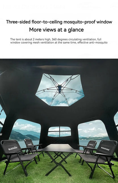 Naturehike Blackdog One-touch Tent Outdoor Automatic Tent Camping Dome Hexagonal Black Coated Quick Open Waterproof Shelter 150D