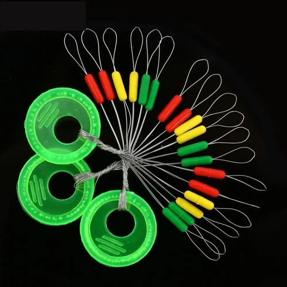 600pcs 100 Groups Float Rubber Stopper Fishing Bobber Stopper Float Oval Bean Space Fishing Line Tackle Accessories