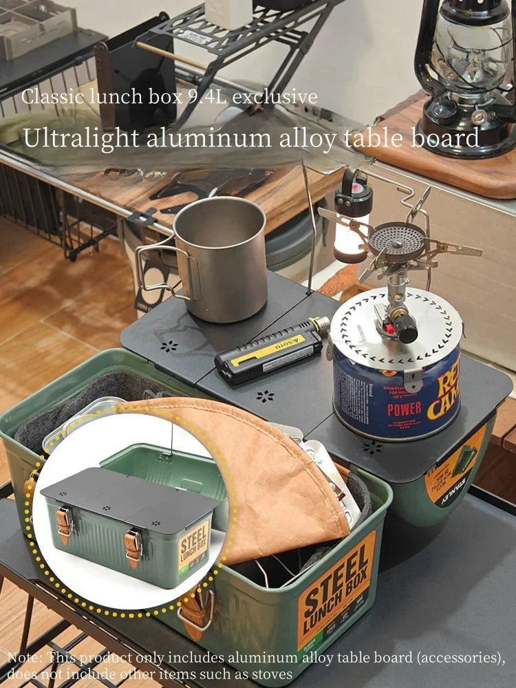 Folding Table Top Aluminum Alloy Table Board Plate Mini Shelf Table Board Felt Lining For Stanley Lunch Box 9.4L Camping Gear