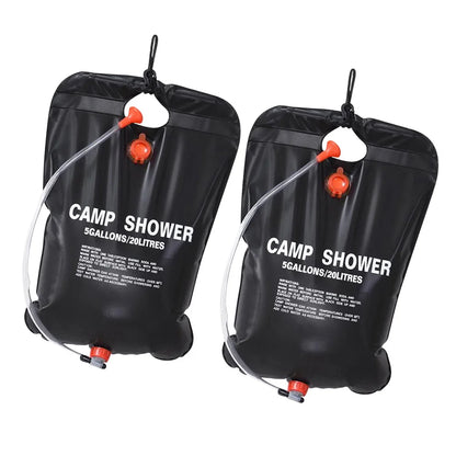 2 Pcs Sixpence up Tent Outdoor Camping Shower Bag Hiking Solar Travel Powered Heater for