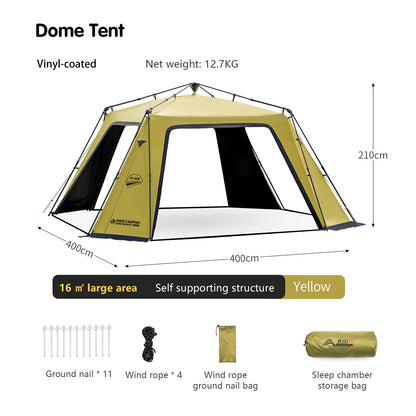 BISINNA 6-8 Persons One-touch Dome Tent Vinyl Coated Canopy Waterpoof Sunshade Shelter for Family Camping Travel Outdoors