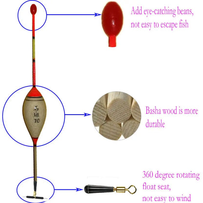 5pcs Fishing Floats Balsa Wood Flotteur Portable Durable Peche Shallow Floating Exquisite Models Accessories