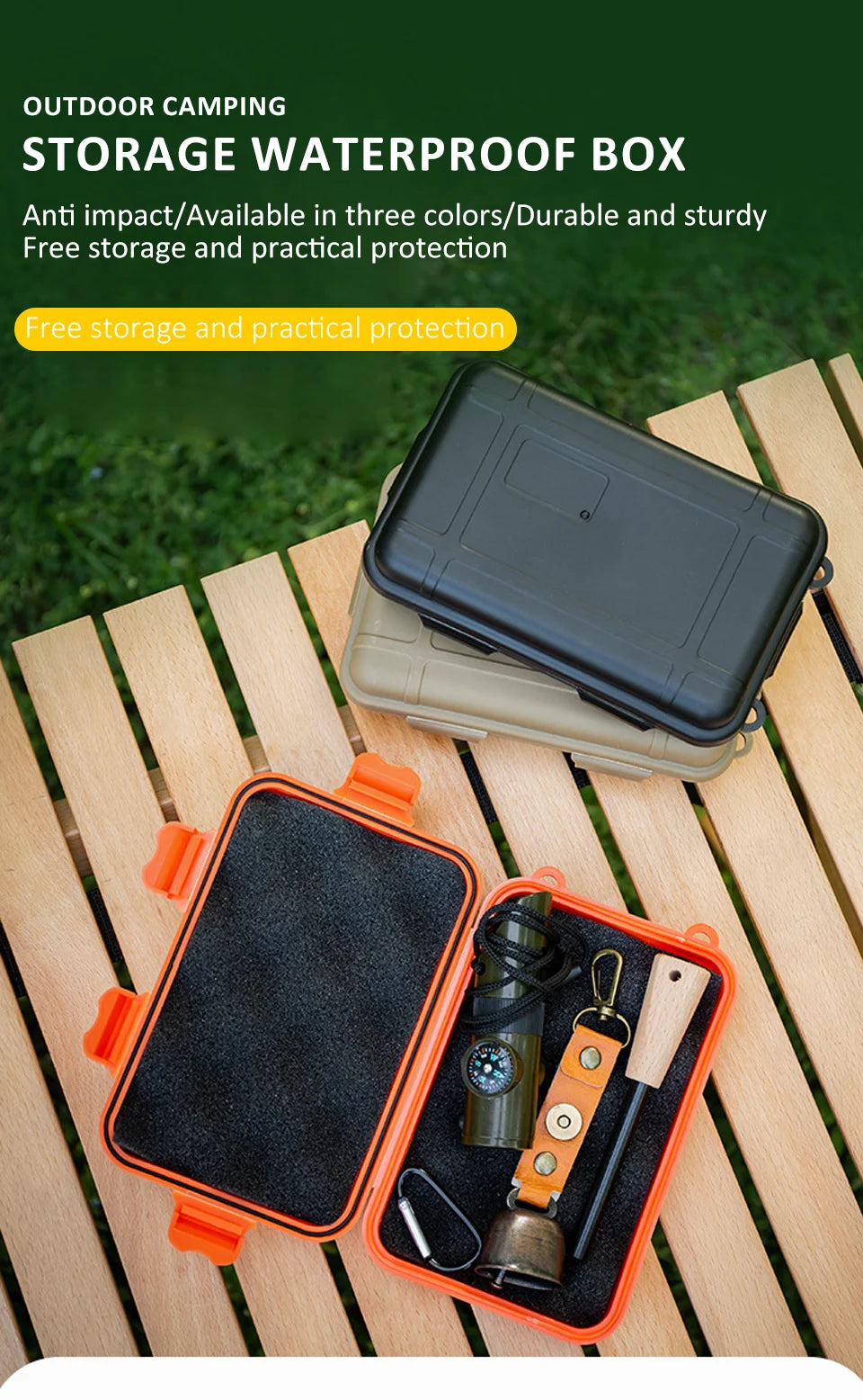 S/L/XL Size Outdoor Plastic Waterproof Sealed Survival Box Container Camping Outdoor Travel Storage Box Fishing Tackle Bag