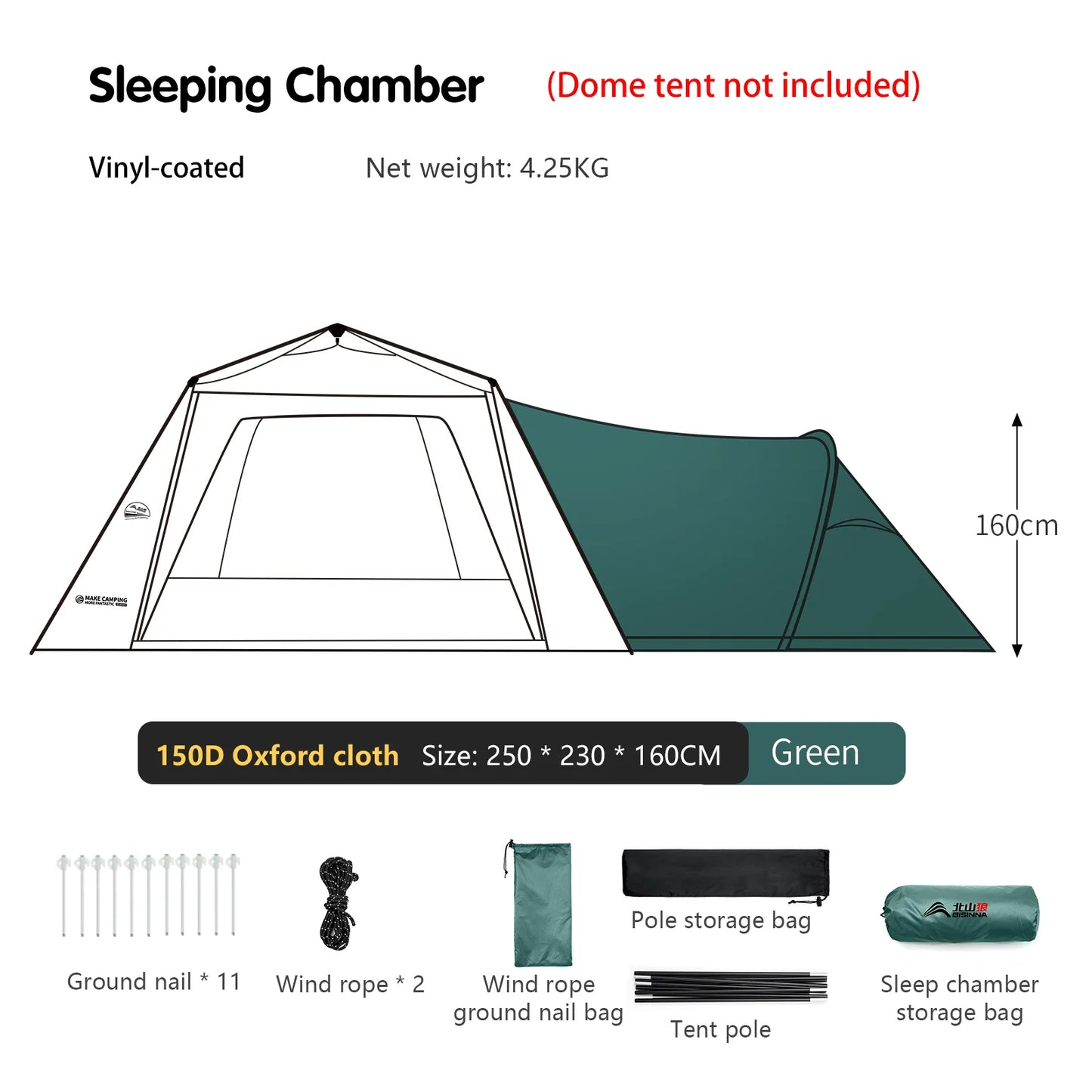 BISINNA 6-8 Persons One-touch Dome Tent Vinyl Coated Canopy Waterpoof Sunshade Shelter for Family Camping Travel Outdoors