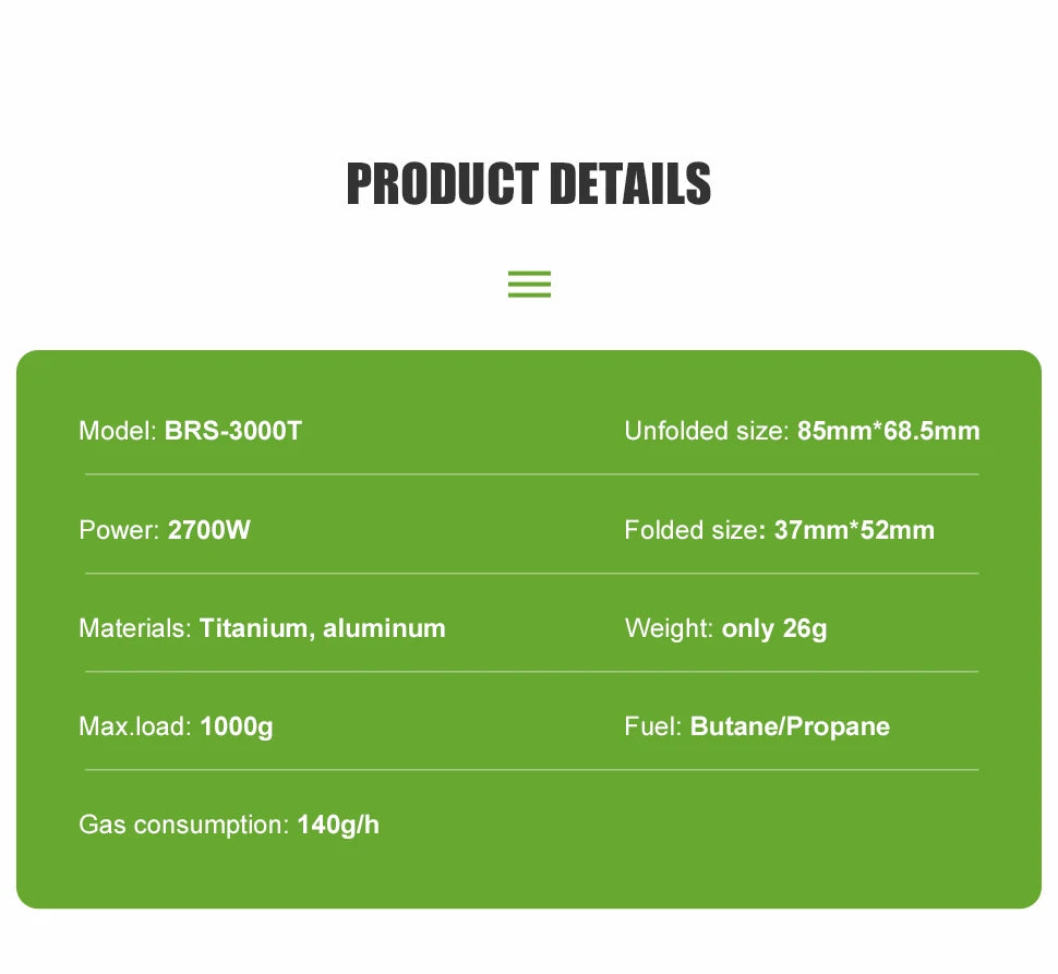 BRS Outdoor Gas Stove Mini Titanium Camping Gas Burner 25g Ultralight Stove Survival Furnace Pocket Picnic Gas Cooker BRS-3000T