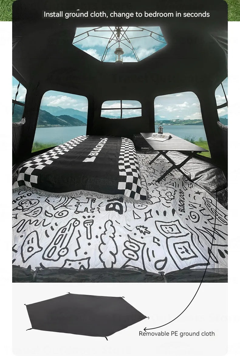 Naturehike Blackdog One-touch Tent Outdoor Automatic Tent Camping Dome Hexagonal Black Coated Quick Open Waterproof Shelter 150D