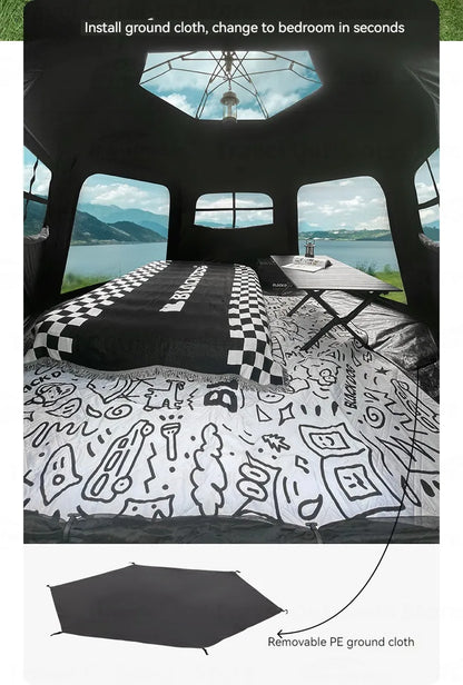 Naturehike Blackdog One-touch Tent Outdoor Automatic Tent Camping Dome Hexagonal Black Coated Quick Open Waterproof Shelter 150D