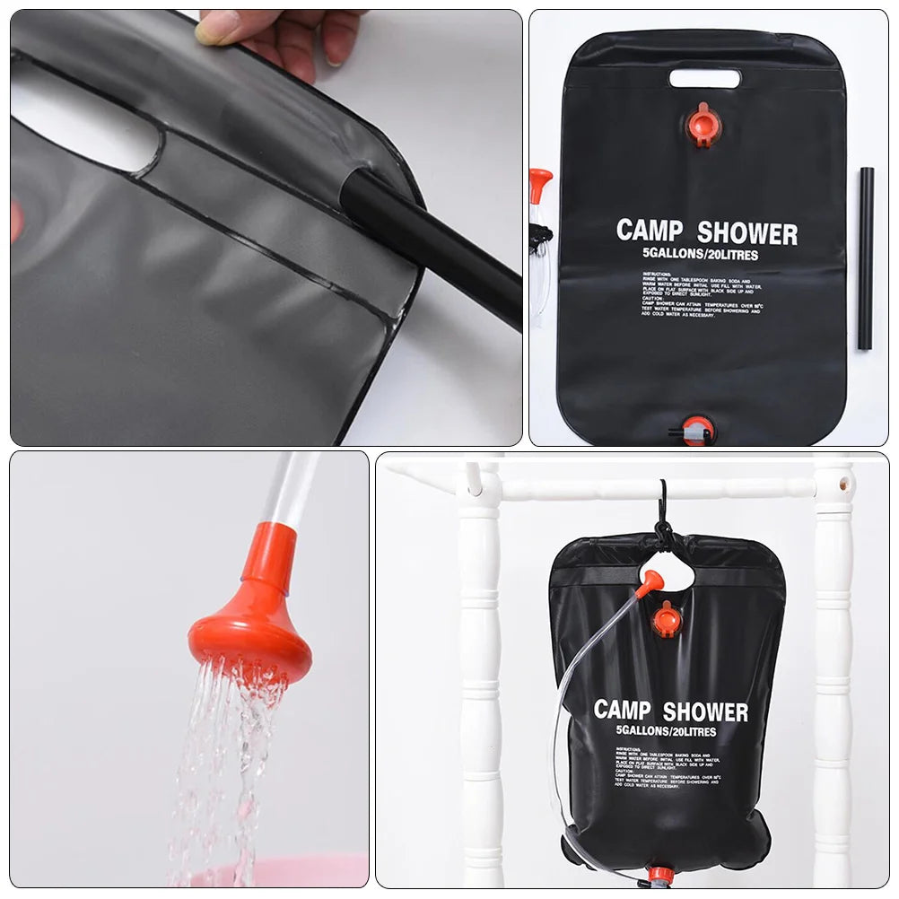 2 Pcs Sixpence up Tent Outdoor Camping Shower Bag Hiking Solar Travel Powered Heater for