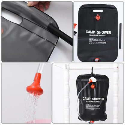 2 Pcs Sixpence up Tent Outdoor Camping Shower Bag Hiking Solar Travel Powered Heater for