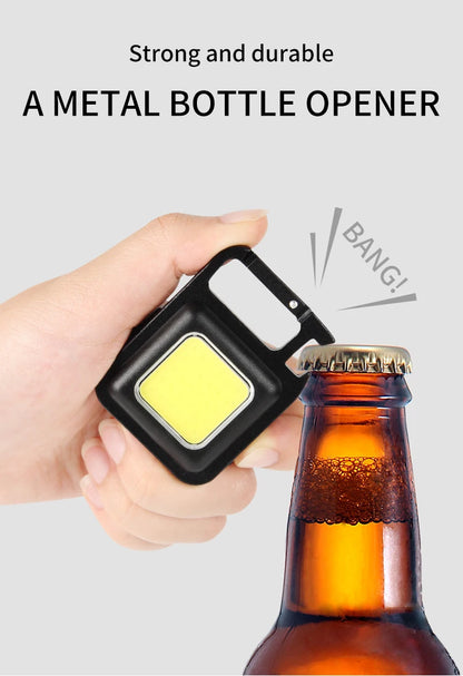 LED Flashlight Super Bright 1000LM Folding Bracket Bottle Opener Keychain USB Rechargeable Waterproof Light Outdoor Camping Tool