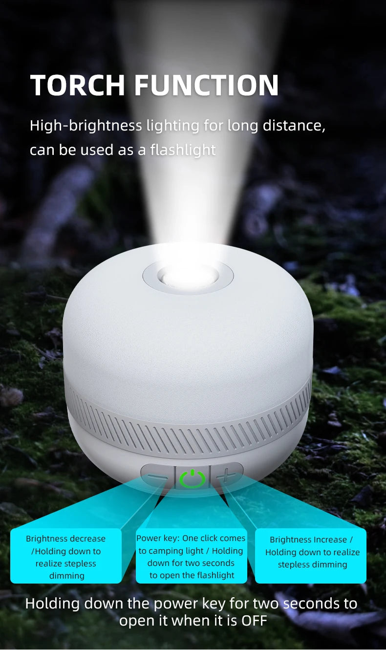 LV10 Outdoor LED Camping Flashlight 230 Hours Rechargeable Camping Lantern with Magnet Lighting Fixture Portable Emergency Light