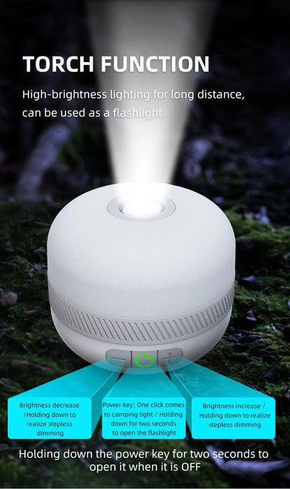 LV10 Outdoor LED Camping Flashlight 230 Hours Rechargeable Camping Lantern with Magnet Lighting Fixture Portable Emergency Light