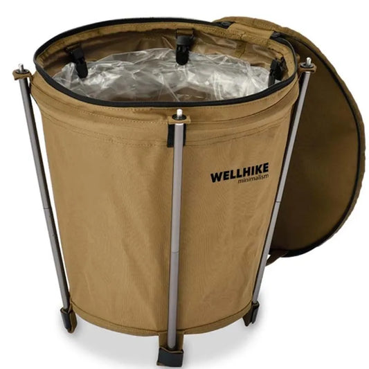 Collapsible 20L Outdoor Camping Trash Bin Waste Container Khaki-0