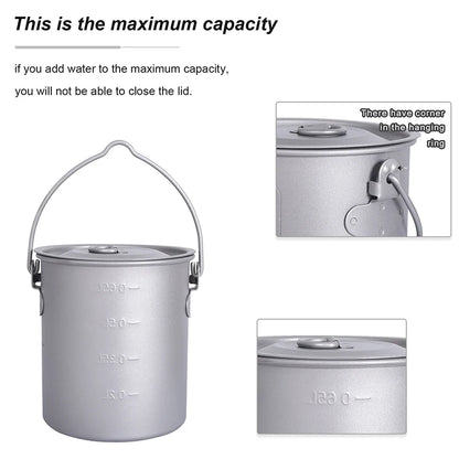 Boundless Voyage Camping Titanium Cup Mug Outdoor Tourist Picnic Cooking Hanging Pot Tableware Hiking Kitchen Equipment Cookware