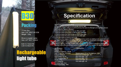 Portable Air Tube Light Foldable LED Soft Light Inflatable USB Solar Charging Waterproof Outdoor Photography Camping Lighting