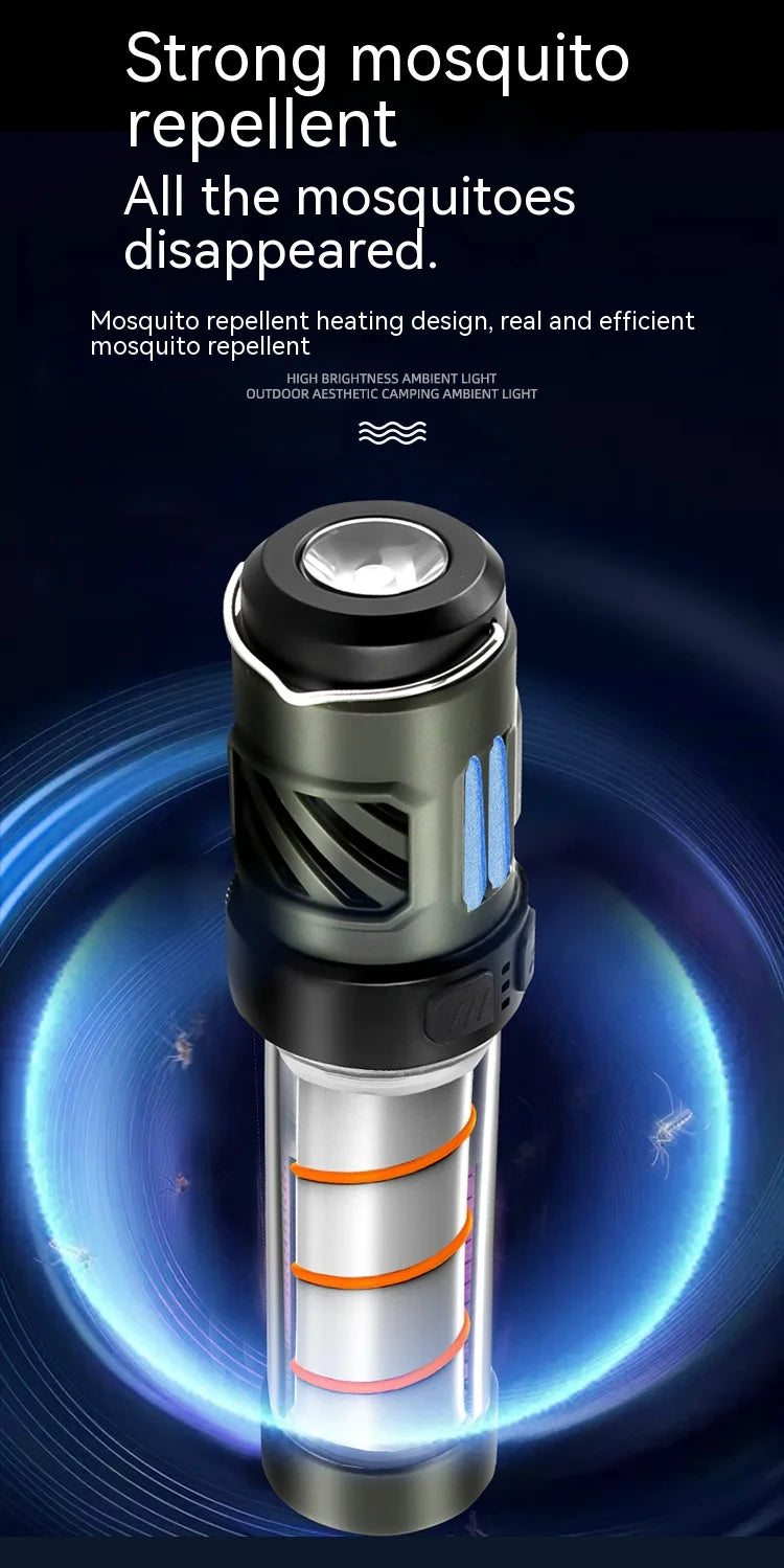 Multi-function Camping Mosquito Lamp Rechargeable Portable LED Flashlight Outdoor Lighting Mosquito Repellent Light with Tripod