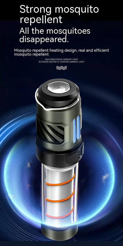 Multi-function Camping Mosquito Lamp Rechargeable Portable LED Flashlight Outdoor Lighting Mosquito Repellent Light with Tripod