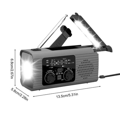 Portable Solar Radio Flashlight Hand Crank Weather Radio AM/FM/NOAA Radio Crank 3 Way Charging Survival For Camping