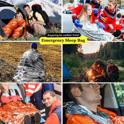 Portable Insulated sleeping bag Waterproof Emergency Survival Outdoor Edc Camping Gear Thermal Sack First Aid Rescue Kit Mylar