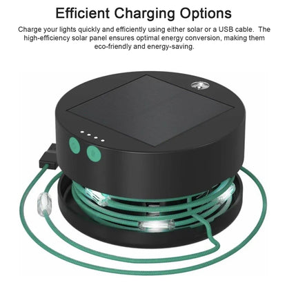 18ft Solar Camping String Lights 20LEDs Rechargeable Light Waterproof with Multiple Light Modes Power Bank Function for Decor