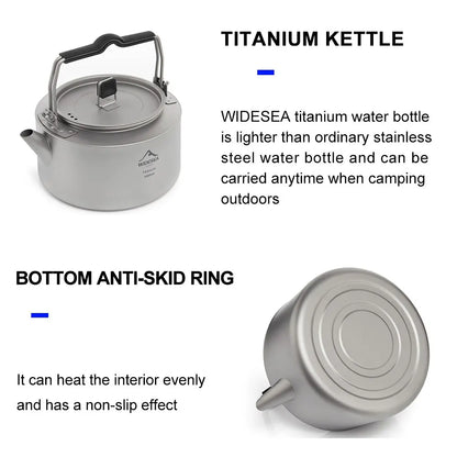 Ultralight Titanium Camping Kettle Outdoor Tea & Coffee Pot Grey-3