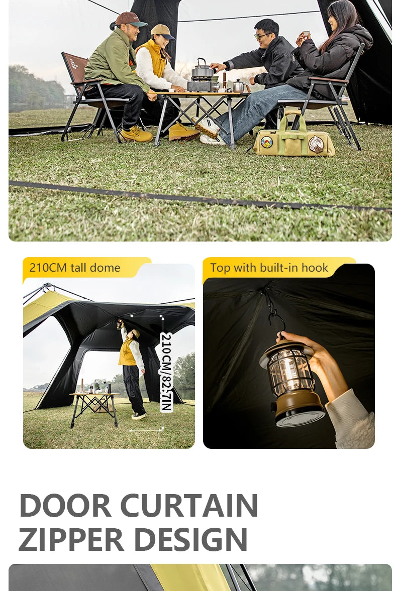 BISINNA 6-8 Persons One-touch Dome Tent Vinyl Coated Canopy Waterpoof Sunshade Shelter for Family Camping Travel Outdoors