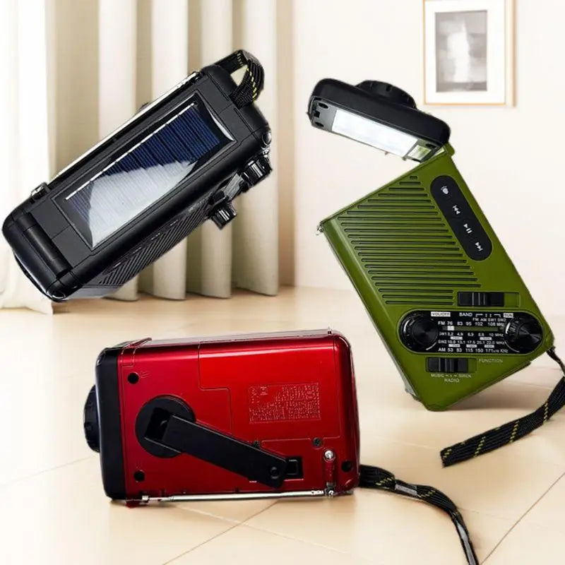 Emergency Solar Crank Radio AM FM SW Weather Alert 1200mAh Power Bank LED Flashlight SOS Alarm for Outdoor Survival Camping