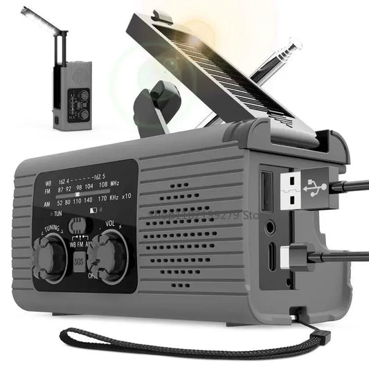 Portable Solar Radio Flashlight Hand Crank Weather Radio AM/FM/NOAA Radio Crank 3 Way Charging Survival For Camping