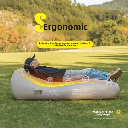 Fast Inflatable Air Sofa Bed Portable Automatic Camping Mattress Khaki-3
