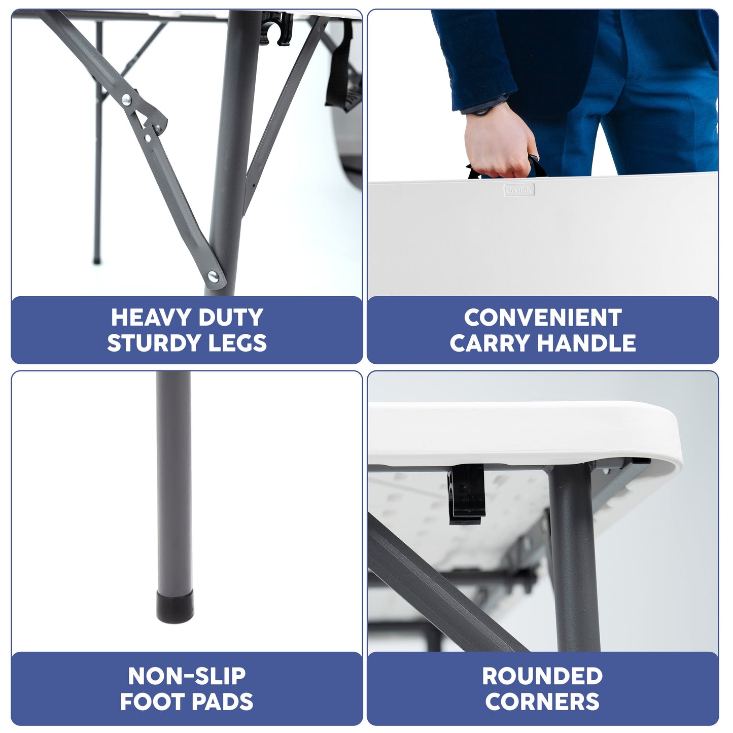 3ft Square White Folding Table