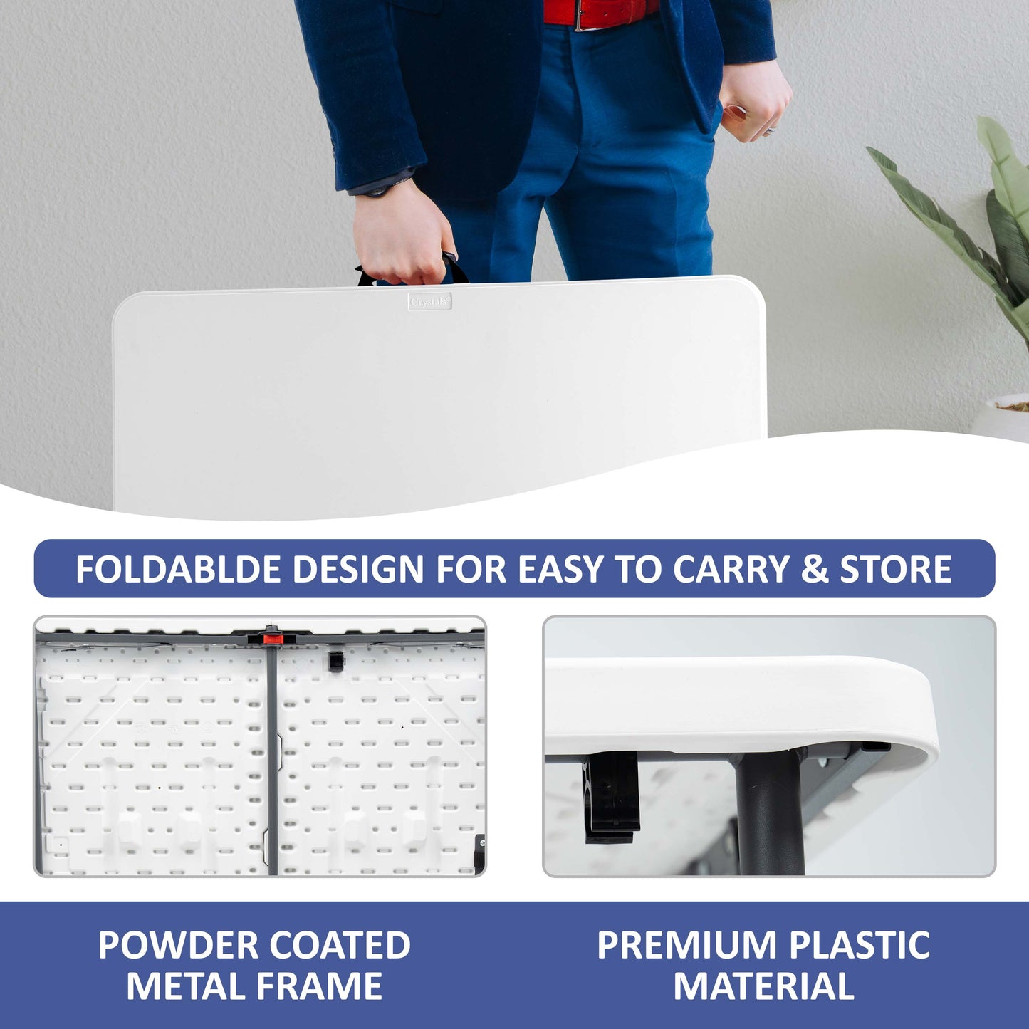 3ft Square White Folding Table