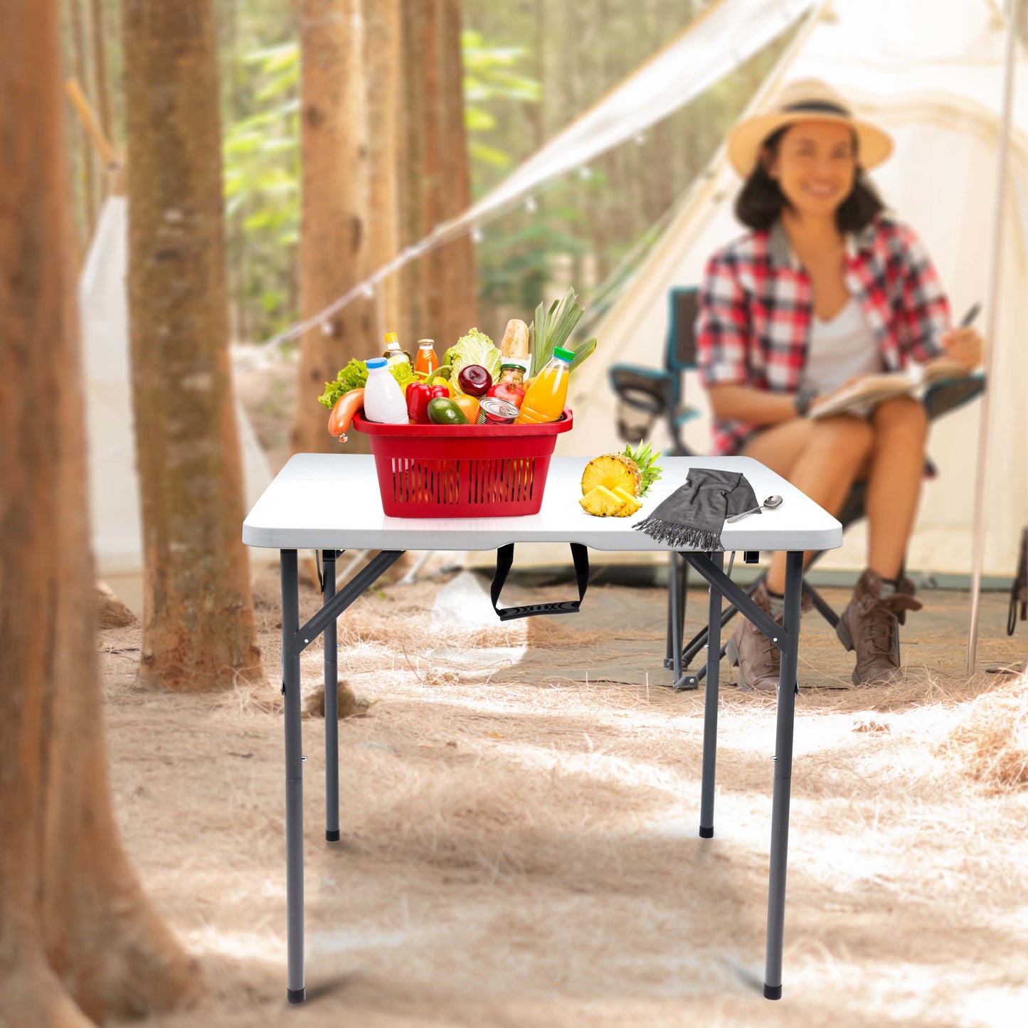 3ft Square White Folding Table