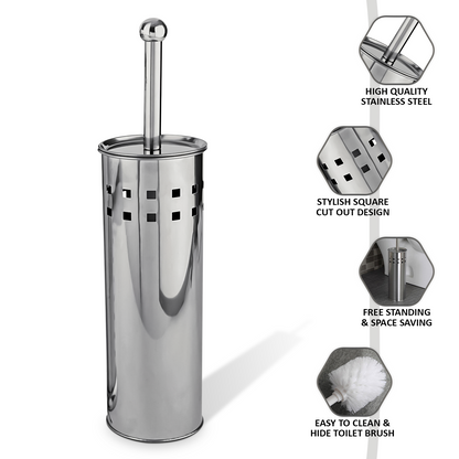 3L Pedal Bin with Toilet Brush Silver