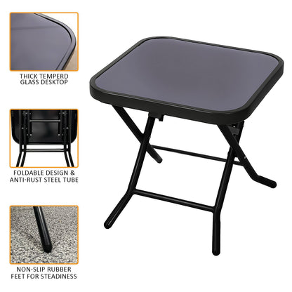 Glass Top Folding Side Square Table