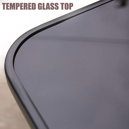 Glass Top Folding Side Square Table