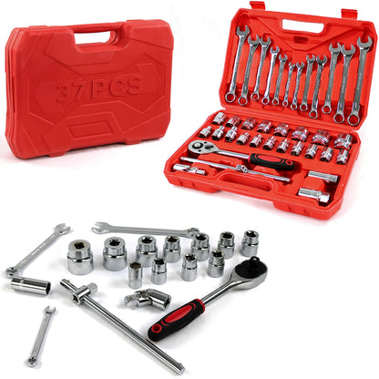 37pcs Spanner Socket Ratchet Wrench Set